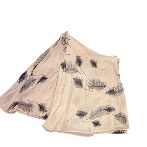 Vintage Y2K Topshop Cream/Black Flutter One Shoulder Feather Blouse Size 4/Small